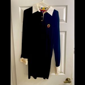 Tommy Hilfiger Vintage 90s Black Velvet Long Sleeve Dress with cuff and collar